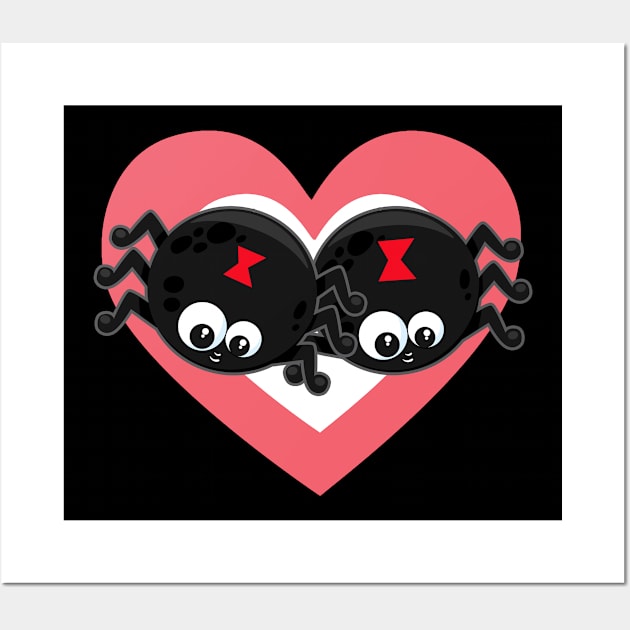 Cute Black Widow Spider Heart for Spider Lovers Wall Art by HeartsandFlags